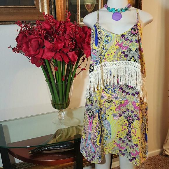 Callie Mac Dress with Fringe Trim Size L - Picture 1 of 6